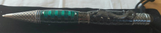 Emerald Green and Black Honeycomb and Scales Dragon Pen