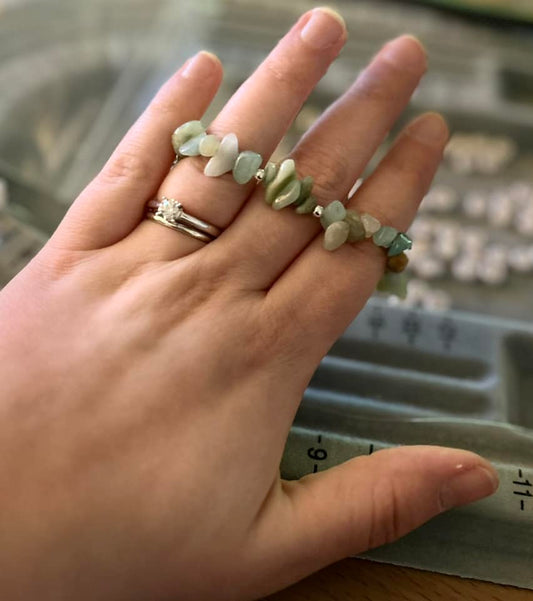 Handmade Amazonite and Sterling Silver beaded stretch bracelet