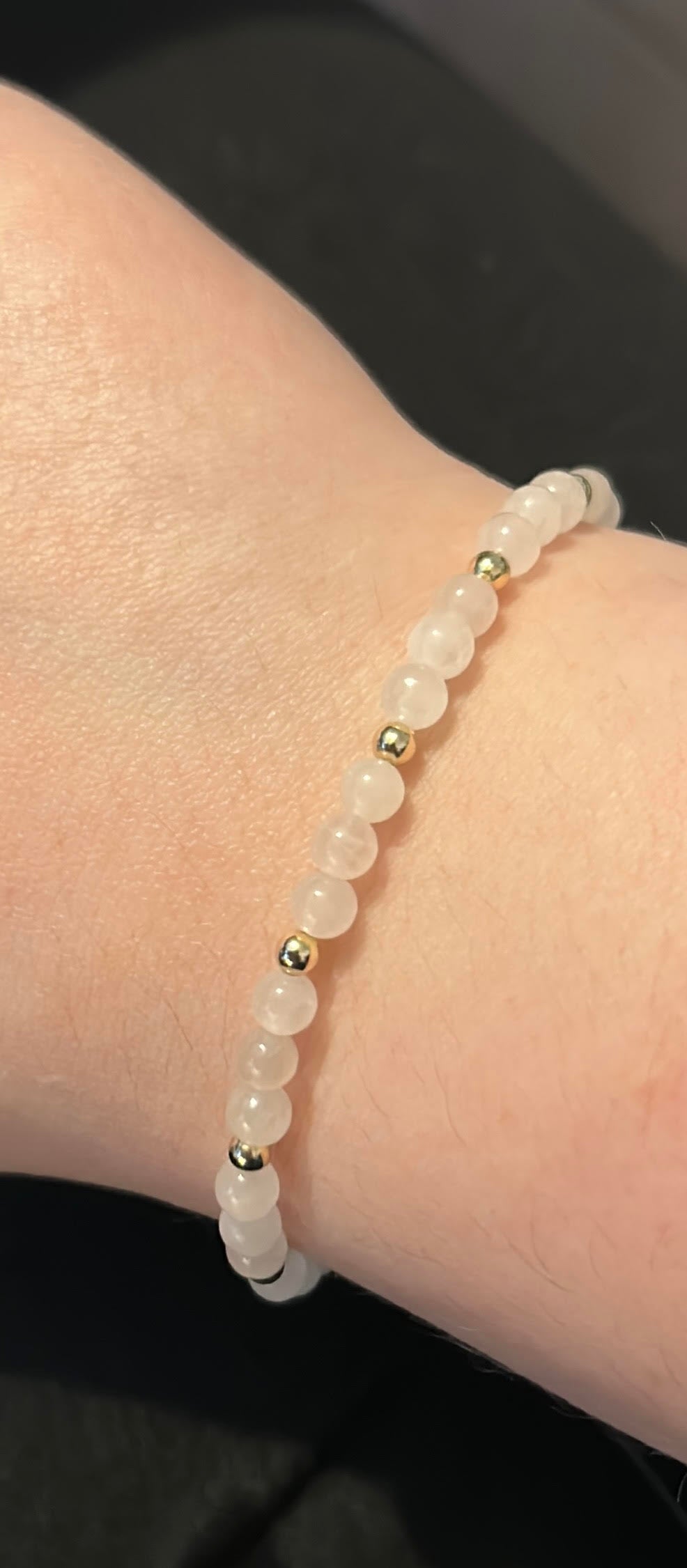 Handmade Rose Quartz and 14ct Gold-Filled Stretch Bracelet